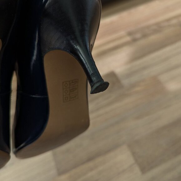 Vintage Blue Falchi Peep Toe Patent Mary Jane Strap Kitten Heels - Picture 6 of 10